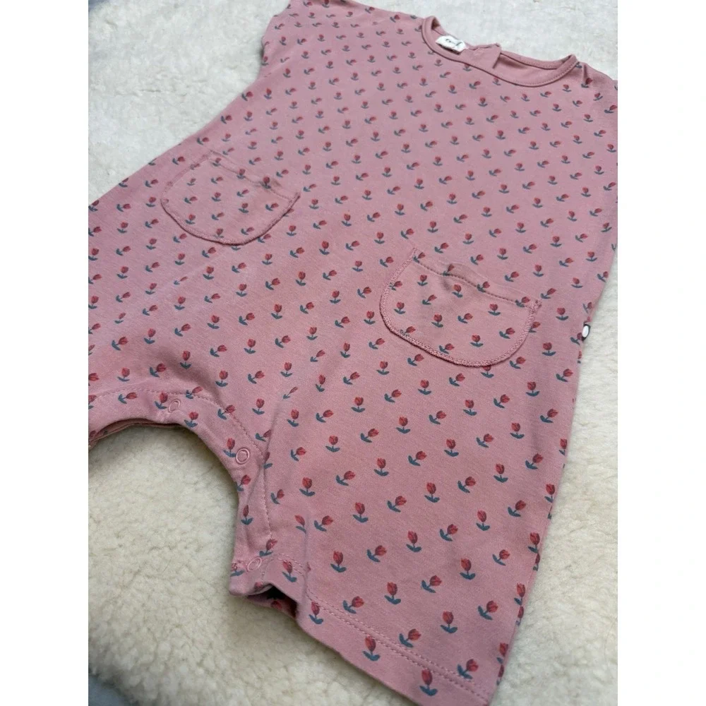 Oeuf Baby Floral Romper 18M Organic Cotton Tulip Print One Piece Cottagecore